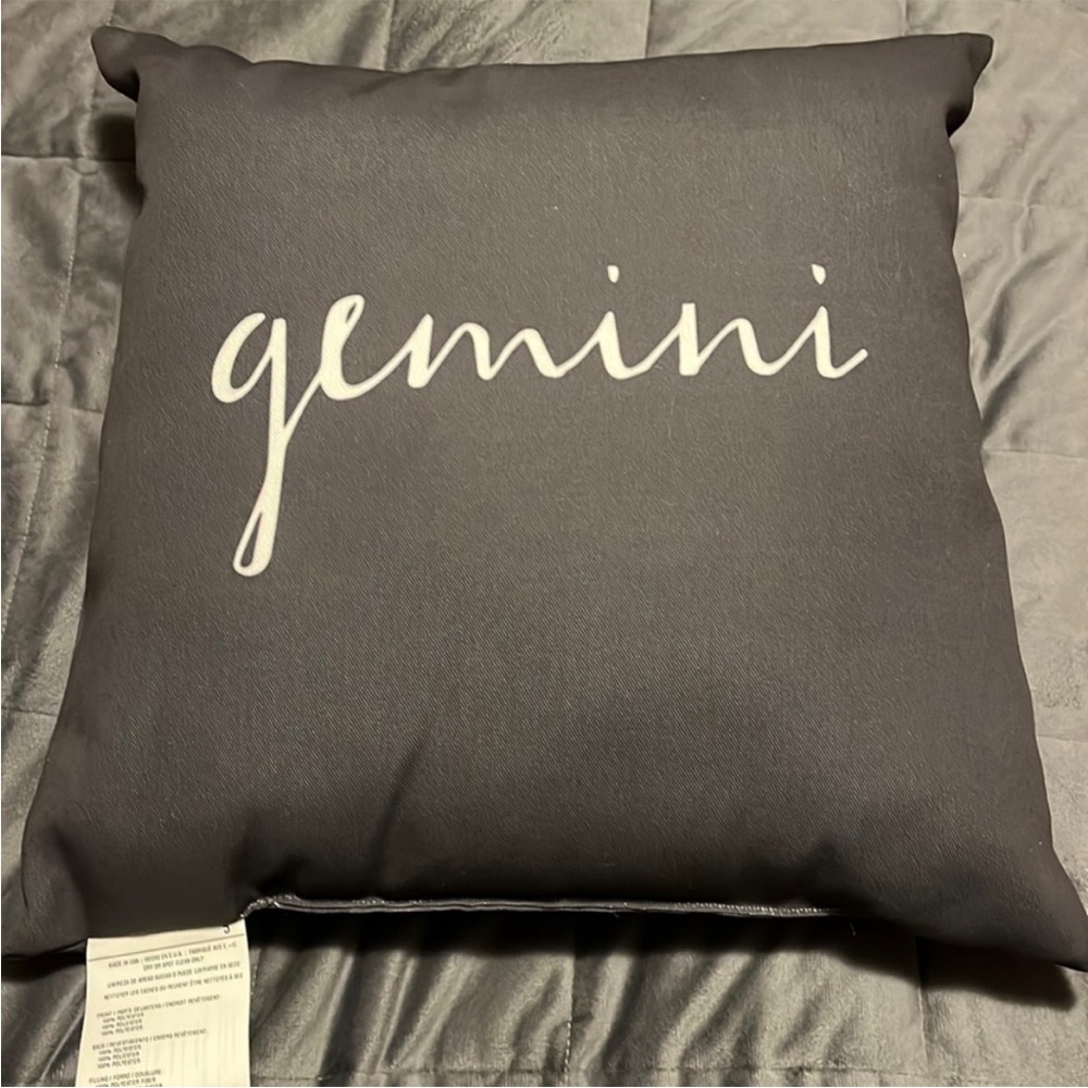 Gemini Black Throw Pillow